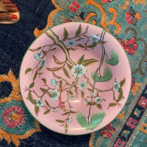 Z Gallerie Dogwood Blossom floral multi-color Ceramic Bowl 17.5 round